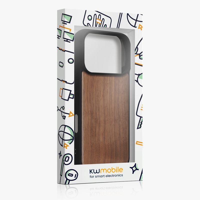 Laptop, Telefoane si Tablete - Telefoane mobile si accesorii - Accesorii Telefoane - Huse telefoane - Husa Kwmobile pentru iPhone 17 Pro, compatibilitate MagSafe, protectie la socuri, lemn, TPU, maro - Infinity.ro