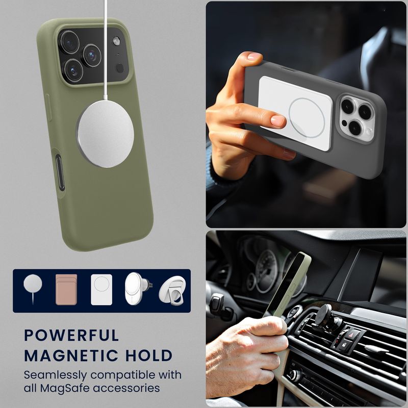 Laptop, Telefoane si Tablete - Telefoane mobile si accesorii - Accesorii Telefoane - Huse telefoane - Husa Kwmobile pentru iPhone 17 Pro, compatibilitate MagSafe, silicon, verde - Infinity.ro