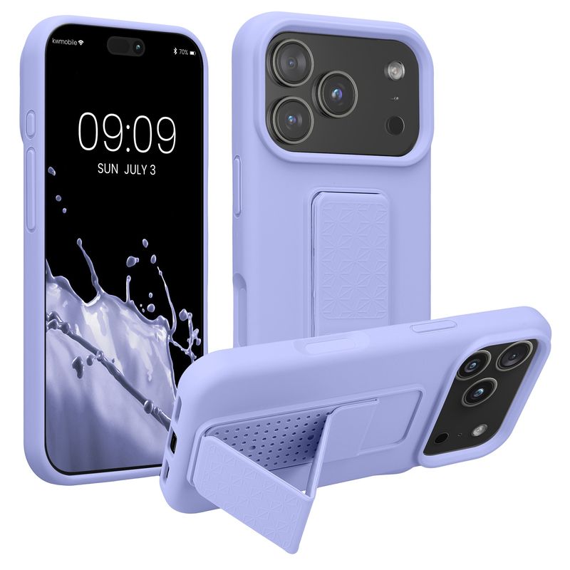 Laptop, Telefoane si Tablete - Telefoane mobile si accesorii - Accesorii Telefoane - Huse telefoane - Husa Kwmobile pentru iPhone 17 Pro, functie stand, silicon, mov - Infinity.ro