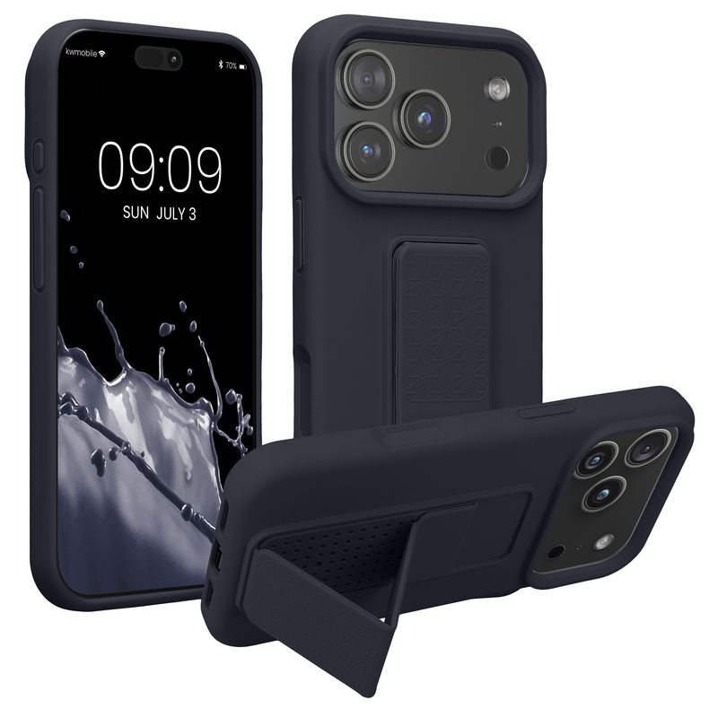 Laptop, Telefoane si Tablete - Telefoane mobile si accesorii - Accesorii Telefoane - Huse telefoane - Husa Kwmobile pentru iPhone 17 Pro, functie stand, silicon, afine - Infinity.ro