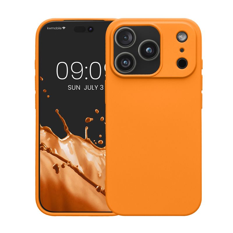Laptop, Telefoane si Tablete - Telefoane mobile si accesorii - Accesorii Telefoane - Huse telefoane - Husa Kwmobile pentru iPhone 17 Pro, protectie la socuri, silicon, portocaliu - Infinity.ro
