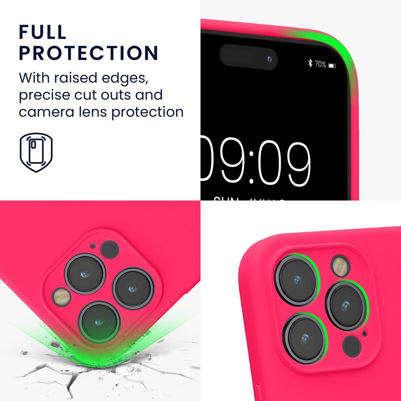 Laptop, Telefoane si Tablete - Telefoane mobile si accesorii - Accesorii Telefoane - Huse telefoane - Husa Kwmobile pentru iPhone 14 Pro Max, anti-alunecare, silicon, roz neon - Infinity.ro