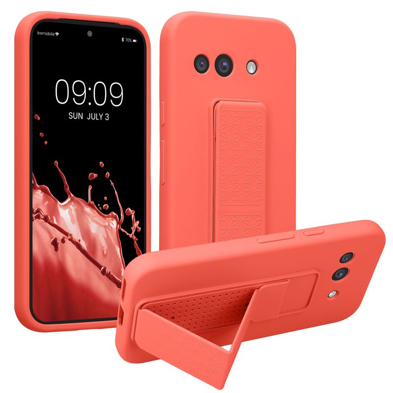 Laptop, Telefoane si Tablete - Telefoane mobile si accesorii - Accesorii Telefoane - Huse telefoane - Husa Kwmobile pentru Google Pixel 9a, functie stand, silicon, coral - Infinity.ro