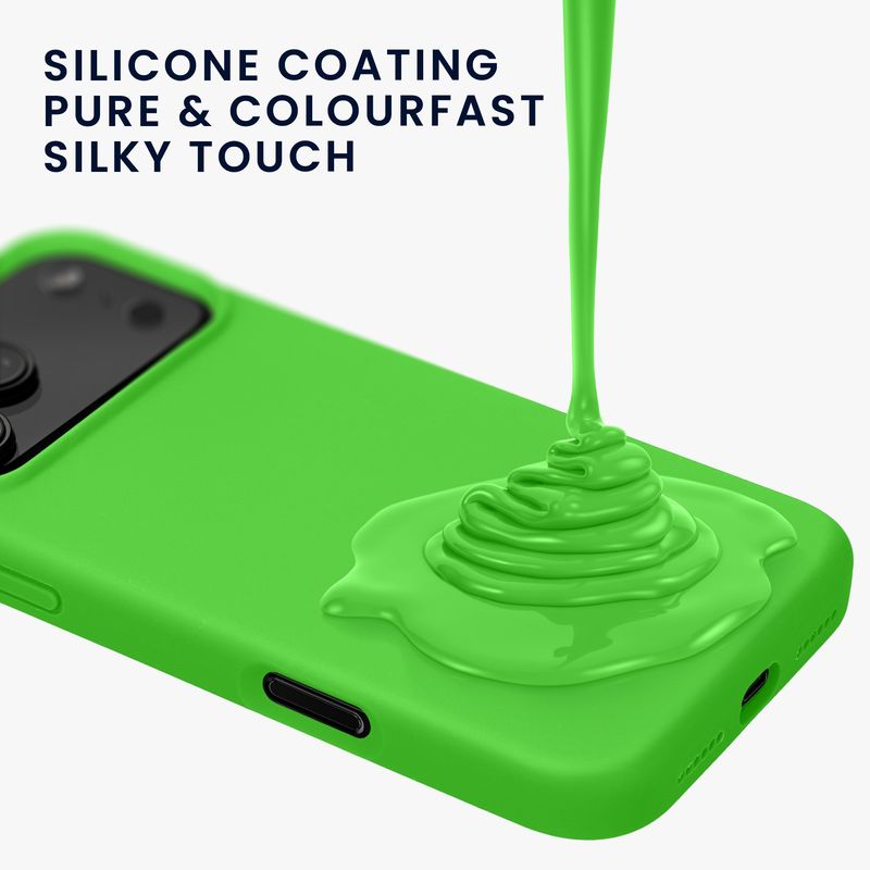 Laptop, Telefoane si Tablete - Telefoane mobile si accesorii - Accesorii Telefoane - Huse telefoane - Husa Kwmobile pentru iPhone 17 Pro, anti-alunecare, silicon, verde lime - Infinity.ro