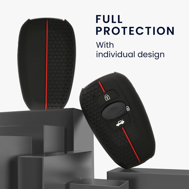 Auto si Moto - Electronice auto - Accesorii electronice auto - Husa pentru cheie auto Kwmobile pentru Subaru Forester, Impreza, Cross, BRZ, anti-alunecare, TPU, negru, rosu - Infinity.ro