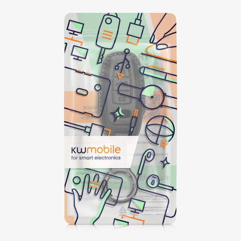 Auto si Moto - Electronice auto - Accesorii electronice auto - Husa pentru cheie auto Kwmobile pentru Audi A6, A7, A8, Q7, anti-alunecare, piele naturala, negru - Infinity.ro