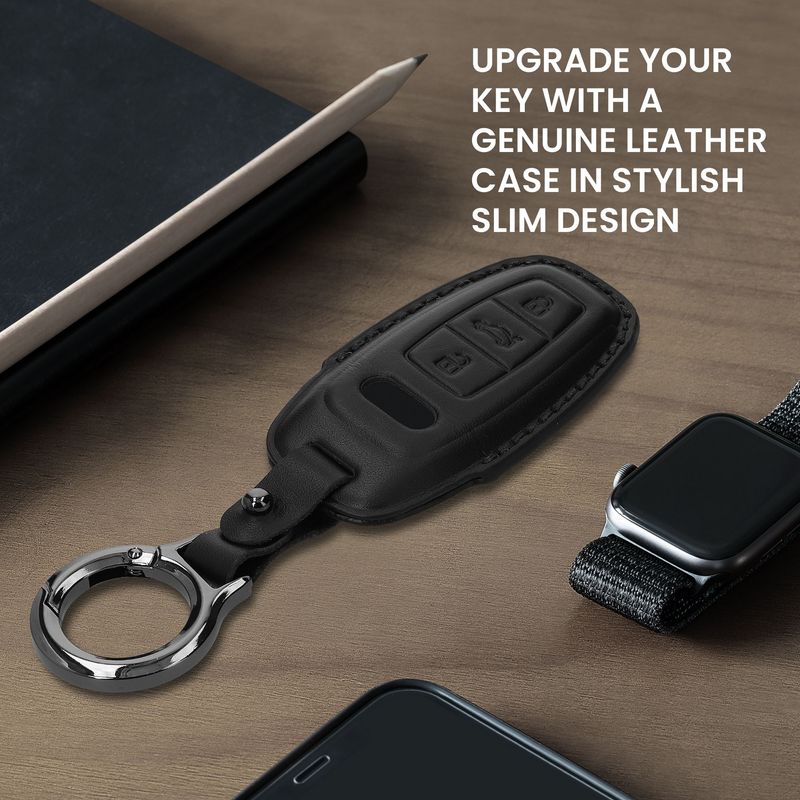 Auto si Moto - Electronice auto - Accesorii electronice auto - Husa pentru cheie auto Kwmobile pentru Audi A6, A7, A8, Q7, anti-alunecare, piele naturala, negru - Infinity.ro