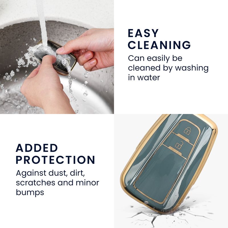 Auto si Moto - Electronice auto - Accesorii electronice auto - Husa pentru cheie auto Kwmobile pentru Toyota RAV4, Prius, Auris, Yaris, anti-alunecare, TPU, negru, albastru - Infinity.ro