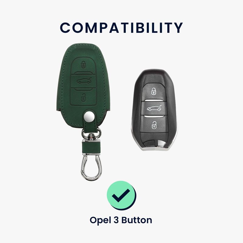 Auto si Moto - Electronice auto - Accesorii electronice auto - Husa pentru cheie auto Kwmobile pentru Opel, anti-alunecare, piele ecologica, verde - Infinity.ro