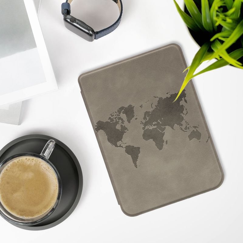 Laptop, Telefoane si Tablete - Ebook reader si accesorii - Accesorii eBook Reader - Husa pentru eBook Reader Kwmobile pentru Kobo Clara BW, Clara Colour, functie Sleep/Wake, piele ecologica, gri - Infinity.ro