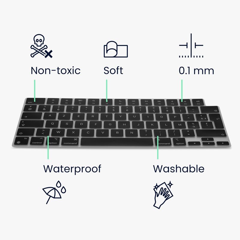 Laptop, Telefoane si Tablete - Laptopuri si accesorii - Piese laptop - Folii protectie si autocolante laptop - Folie tastatura laptop Kwmobile pentru Apple MacBook Air 13.6 M5 2026 (A3449), antizgarieturi, antipraf, silicon, negru - Infinity.ro