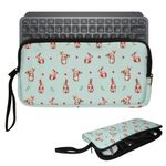 Laptop, Telefoane si Tablete - Laptopuri si accesorii - Piese laptop - Folii protectie si autocolante laptop - Husa tastatura Kwmobile pentru Logitech MX Keys Mini Wireless, neopren, alb, maro, curea de mana, protectie la socuri - Infinity.ro