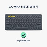 Laptop, Telefoane si Tablete - Laptopuri si accesorii - Piese laptop - Folii protectie si autocolante laptop - Husa tastatura Kwmobile pentru Logitech K380, neopren, alb, maro, curea de mana, protectie la socuri - Infinity.ro