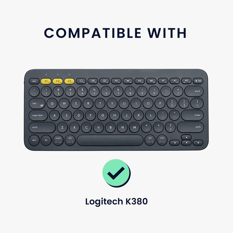 Laptop, Telefoane si Tablete - Laptopuri si accesorii - Piese laptop - Folii protectie si autocolante laptop - Husa tastatura Kwmobile pentru Logitech K380, neopren, alb, maro deschis, albastru, curea de mana, protectie la socuri - Infinity.ro