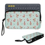 Laptop, Telefoane si Tablete - Laptopuri si accesorii - Piese laptop - Folii protectie si autocolante laptop - Husa tastatura Kwmobile pentru Logitech K380, neopren, alb, maro, curea de mana, protectie la socuri - Infinity.ro