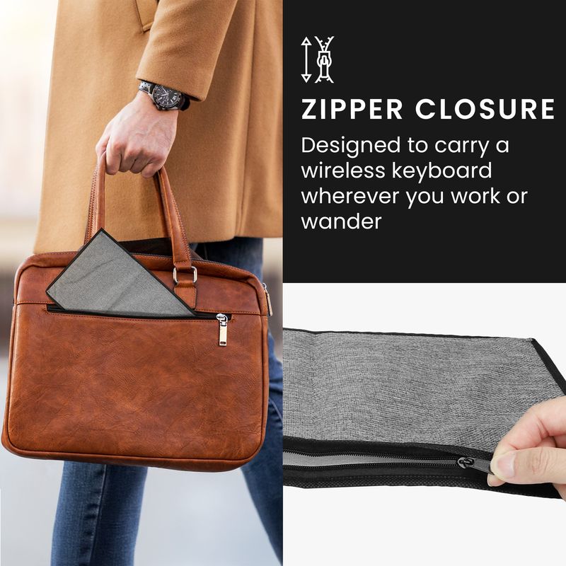 Laptop, Telefoane si Tablete - Laptopuri si accesorii - Piese laptop - Folii protectie si autocolante laptop - Husa tastatura Kwmobile universala, in (panza), gri, anti-alunecare, inchidere cu fermoar - Infinity.ro