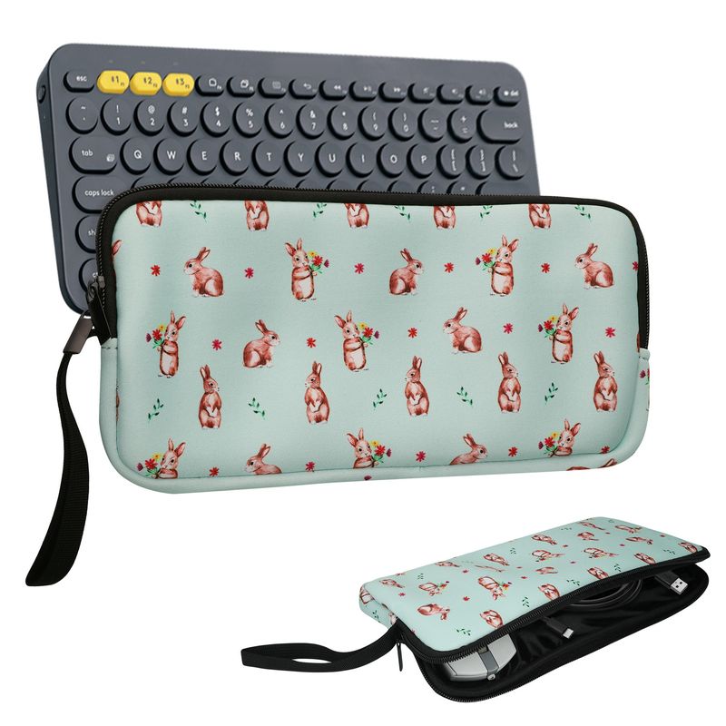 Laptop, Telefoane si Tablete - Laptopuri si accesorii - Piese laptop - Folii protectie si autocolante laptop - Husa tastatura Kwmobile pentru Logitech K380, neopren, alb, maro, curea de mana, protectie la socuri - Infinity.ro