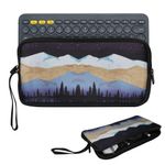 Laptop, Telefoane si Tablete - Laptopuri si accesorii - Piese laptop - Folii protectie si autocolante laptop - Husa tastatura Kwmobile pentru Logitech K380, neopren, alb, maro deschis, albastru, curea de mana, protectie la socuri - Infinity.ro