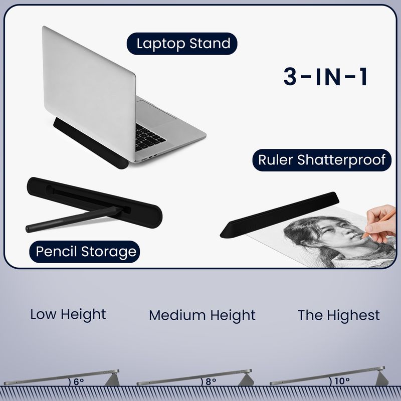 Laptop, Telefoane si Tablete - Laptopuri si accesorii - Piese laptop - Folii protectie si autocolante laptop - Stand universal Kwmobile pentru laptop, monitor portabil si tableta, reglabil, plastic, negru - Infinity.ro