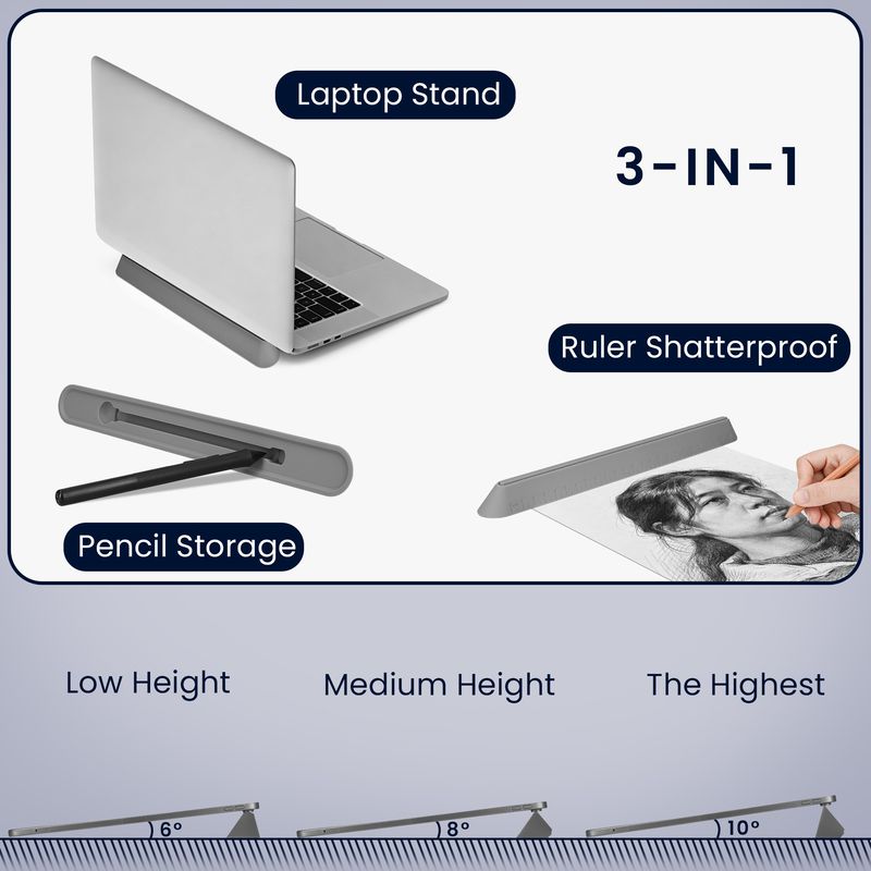 Laptop, Telefoane si Tablete - Laptopuri si accesorii - Piese laptop - Folii protectie si autocolante laptop - Stand universal Kwmobile pentru laptop, monitor portabil si tableta, reglabil, plastic, gri - Infinity.ro