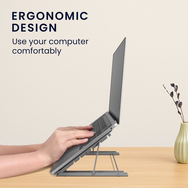 Laptop, Telefoane si Tablete - Laptopuri si accesorii - Piese laptop - Folii protectie si autocolante laptop - Stand universal Kwmobile pentru laptop, monitor portabil si tableta, anti-alunecare, metal, argintiu - Infinity.ro
