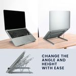 Laptop, Telefoane si Tablete - Laptopuri si accesorii - Piese laptop - Folii protectie si autocolante laptop - Stand universal Kwmobile pentru laptop, monitor portabil si tableta, anti-alunecare, metal, argintiu - Infinity.ro