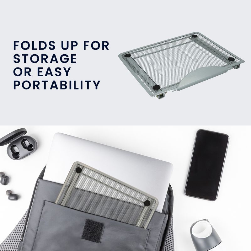 Laptop, Telefoane si Tablete - Laptopuri si accesorii - Piese laptop - Folii protectie si autocolante laptop - Stand universal Kwmobile pentru laptop, monitor portabil si tableta, anti-alunecare, metal, argintiu - Infinity.ro