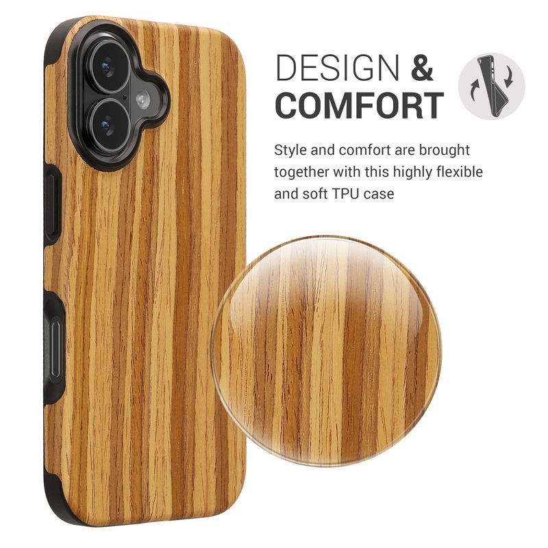 Laptop, Telefoane si Tablete - Telefoane mobile si accesorii - Accesorii Telefoane - Huse telefoane - Husa Kwmobile pentru iPhone 17, anti-alunecare, lemn, TPU, aspect vintage - Infinity.ro