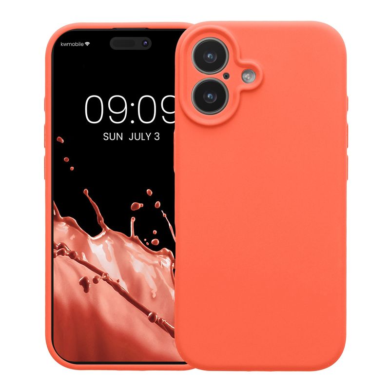 Laptop, Telefoane si Tablete - Telefoane mobile si accesorii - Accesorii Telefoane - Huse telefoane - Husa Kwmobile pentru iPhone 17, anti-alunecare, silicon, coral intens - Infinity.ro