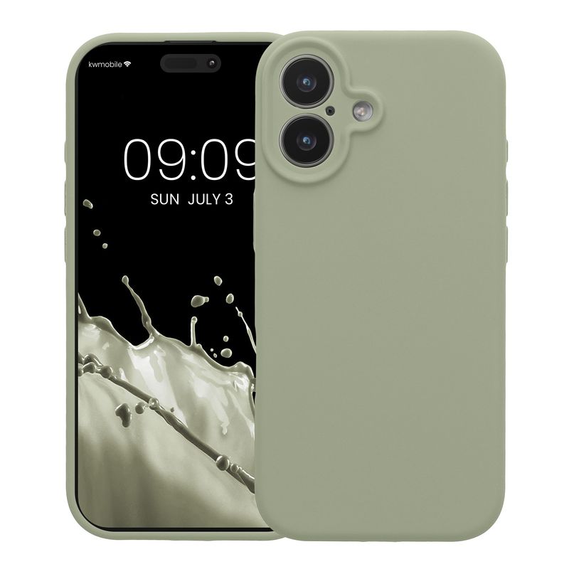 Laptop, Telefoane si Tablete - Telefoane mobile si accesorii - Accesorii Telefoane - Huse telefoane - Husa Kwmobile pentru iPhone 17, anti-alunecare, silicon, verde, gri - Infinity.ro