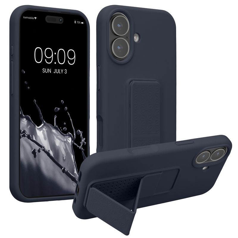 Laptop, Telefoane si Tablete - Telefoane mobile si accesorii - Accesorii Telefoane - Huse telefoane - Husa Kwmobile pentru iPhone 17, functie stand, silicon, mov, curea de mana - Infinity.ro