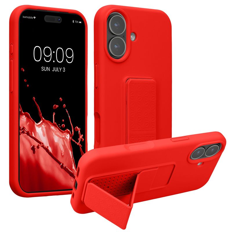 Laptop, Telefoane si Tablete - Telefoane mobile si accesorii - Accesorii Telefoane - Huse telefoane - Husa Kwmobile pentru iPhone 17, functie stand, silicon, rosu - Infinity.ro
