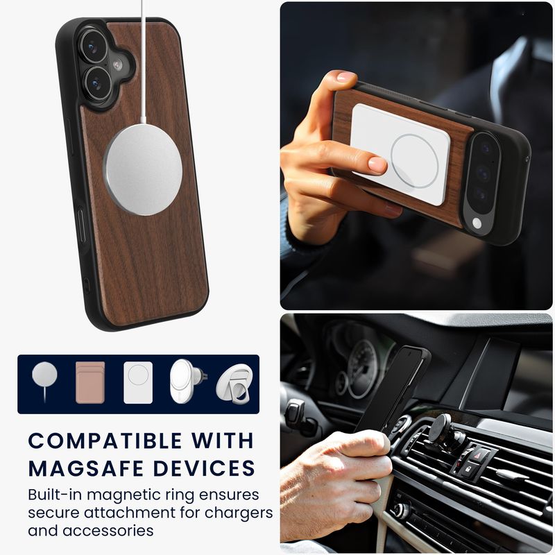 Laptop, Telefoane si Tablete - Telefoane mobile si accesorii - Accesorii Telefoane - Huse telefoane - Husa Kwmobile pentru iPhone 17, compatibilitate MagSafe, lemn, TPU, maro - Infinity.ro