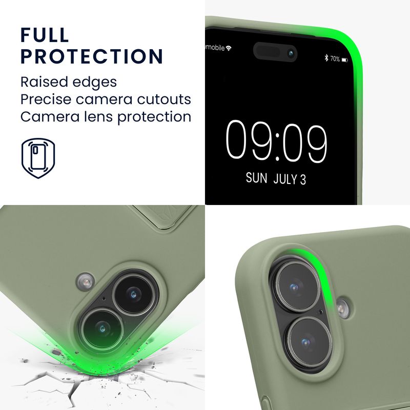 Laptop, Telefoane si Tablete - Telefoane mobile si accesorii - Accesorii Telefoane - Huse telefoane - Husa Kwmobile pentru iPhone 17, functie stand, silicon, verde - Infinity.ro