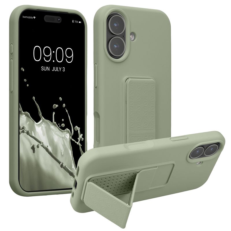 Laptop, Telefoane si Tablete - Telefoane mobile si accesorii - Accesorii Telefoane - Huse telefoane - Husa Kwmobile pentru iPhone 17, functie stand, silicon, verde - Infinity.ro