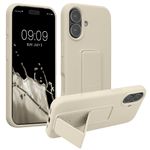 Laptop, Telefoane si Tablete - Telefoane mobile si accesorii - Accesorii Telefoane - Huse telefoane - Husa Kwmobile pentru iPhone 17, functie stand, silicon, bej, curea de mana - Infinity.ro