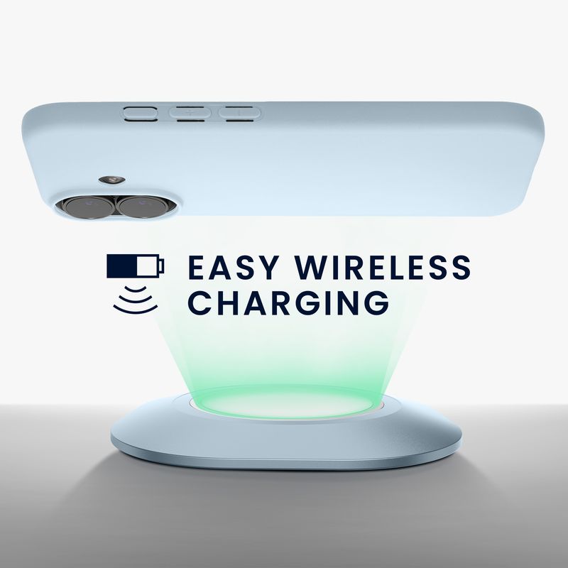 Laptop, Telefoane si Tablete - Telefoane mobile si accesorii - Accesorii Telefoane - Huse telefoane - Husa Kwmobile pentru iPhone 17, incarcare wireless, silicon, albastru deschis - Infinity.ro