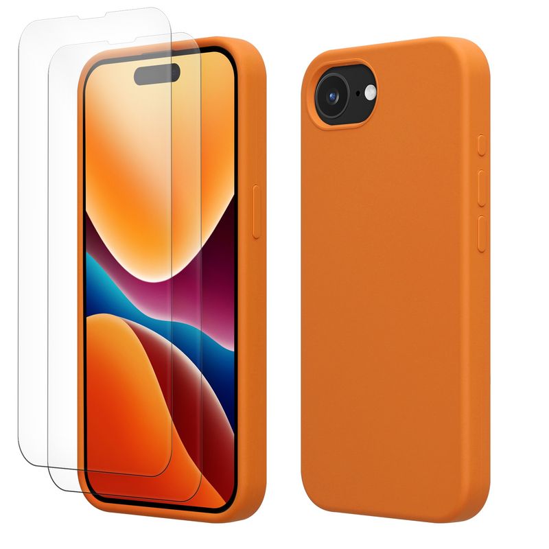 Laptop, Telefoane si Tablete - Telefoane mobile si accesorii - Accesorii Telefoane - Huse telefoane - Husa Kwmobile pentru iPhone 17e/16e, anti-alunecare, sticla temperata, portocaliu - Infinity.ro