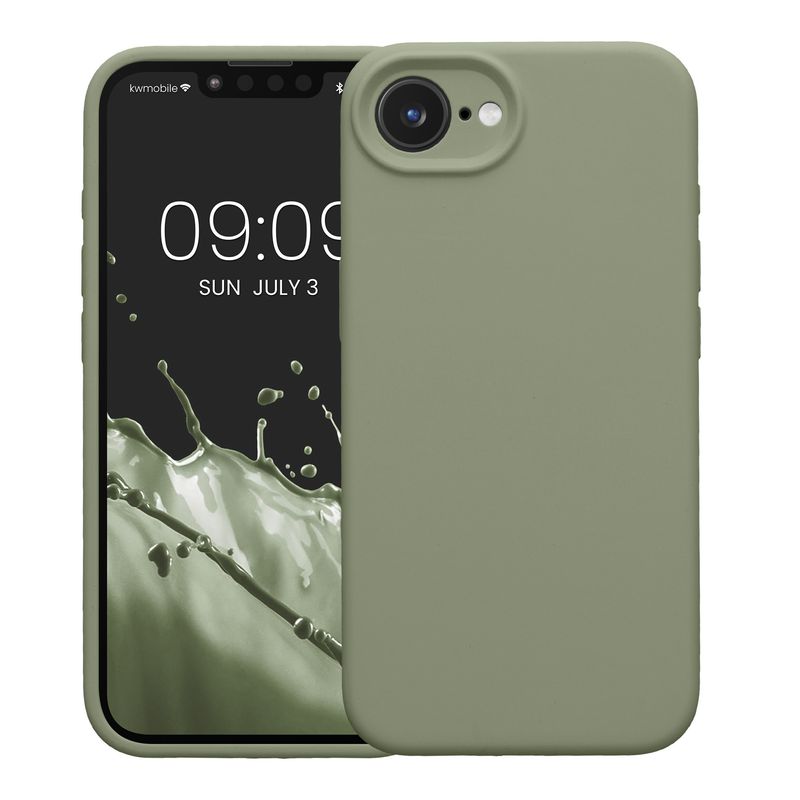 Laptop, Telefoane si Tablete - Telefoane mobile si accesorii - Accesorii Telefoane - Huse telefoane - Husa Kwmobile pentru iPhone 17e/16e, anti-alunecare, silicon, verde, gri - Infinity.ro