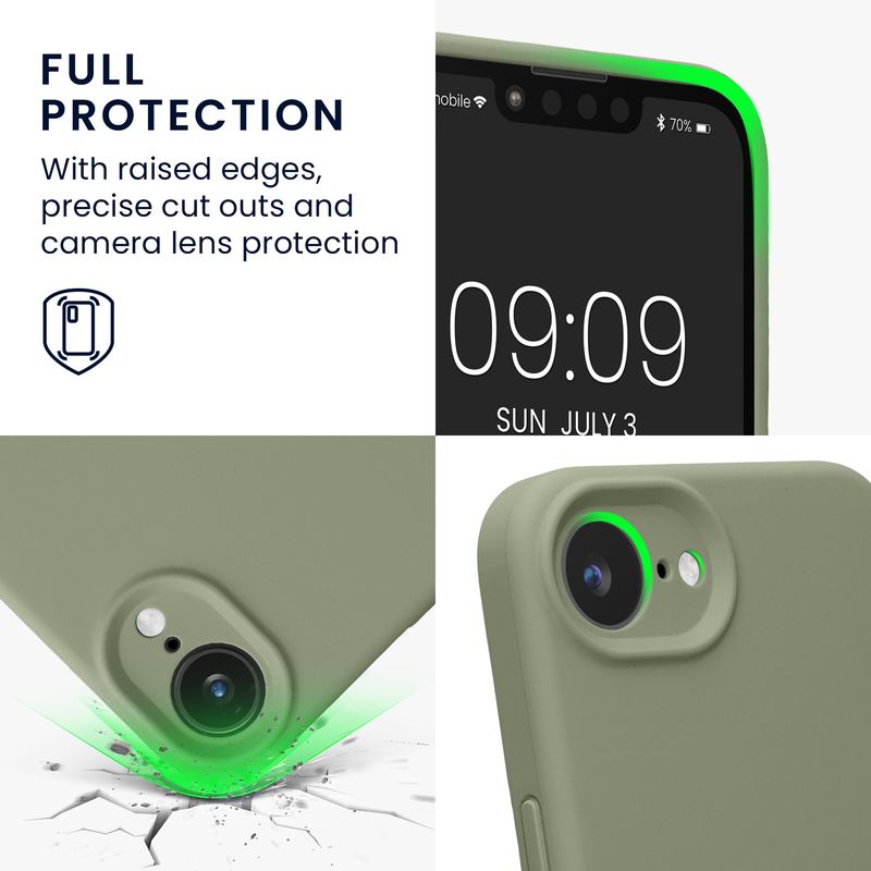 Laptop, Telefoane si Tablete - Telefoane mobile si accesorii - Accesorii Telefoane - Huse telefoane - Husa Kwmobile pentru iPhone 17e/16e, anti-alunecare, silicon, verde, gri - Infinity.ro
