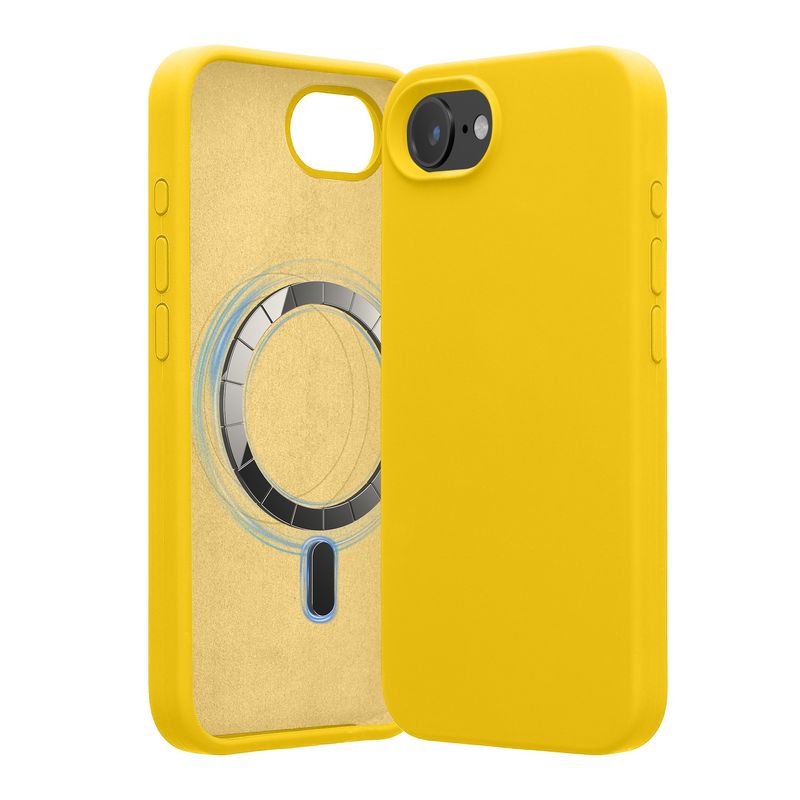 Laptop, Telefoane si Tablete - Telefoane mobile si accesorii - Accesorii Telefoane - Huse telefoane - Husa Kwmobile pentru iPhone 17e/16e, compatibilitate MagSafe, anti-alunecare, silicon, galben - Infinity.ro