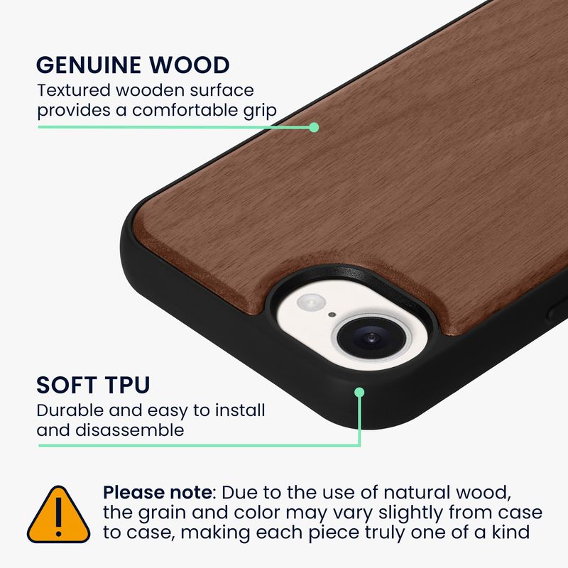 Laptop, Telefoane si Tablete - Telefoane mobile si accesorii - Accesorii Telefoane - Huse telefoane - Husa Kwmobile pentru iPhone 17e/16e, compatibilitate MagSafe, protectie la socuri, lemn, TPU, maro - Infinity.ro