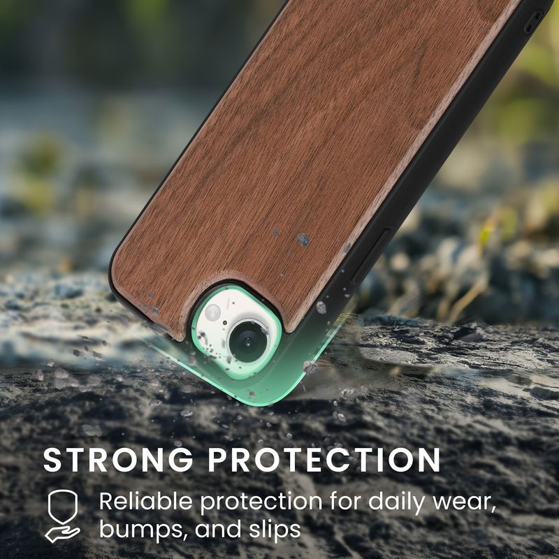 Laptop, Telefoane si Tablete - Telefoane mobile si accesorii - Accesorii Telefoane - Huse telefoane - Husa Kwmobile pentru iPhone 17e/16e, compatibilitate MagSafe, protectie la socuri, lemn, TPU, maro - Infinity.ro