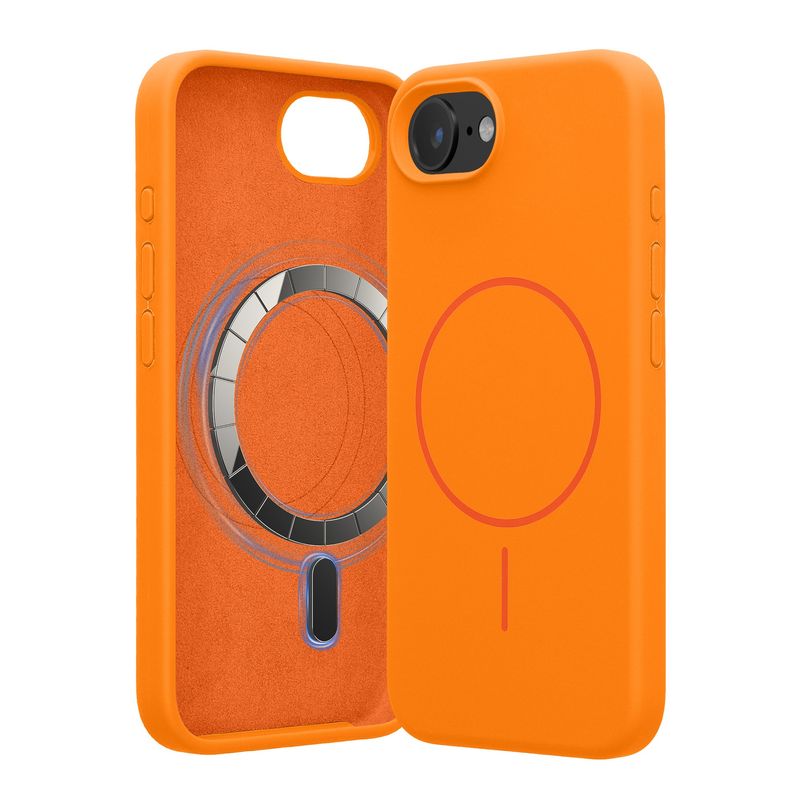 Laptop, Telefoane si Tablete - Telefoane mobile si accesorii - Accesorii Telefoane - Huse telefoane - Husa Kwmobile pentru iPhone 17e/16e, compatibilitate MagSafe, silicon, portocaliu - Infinity.ro