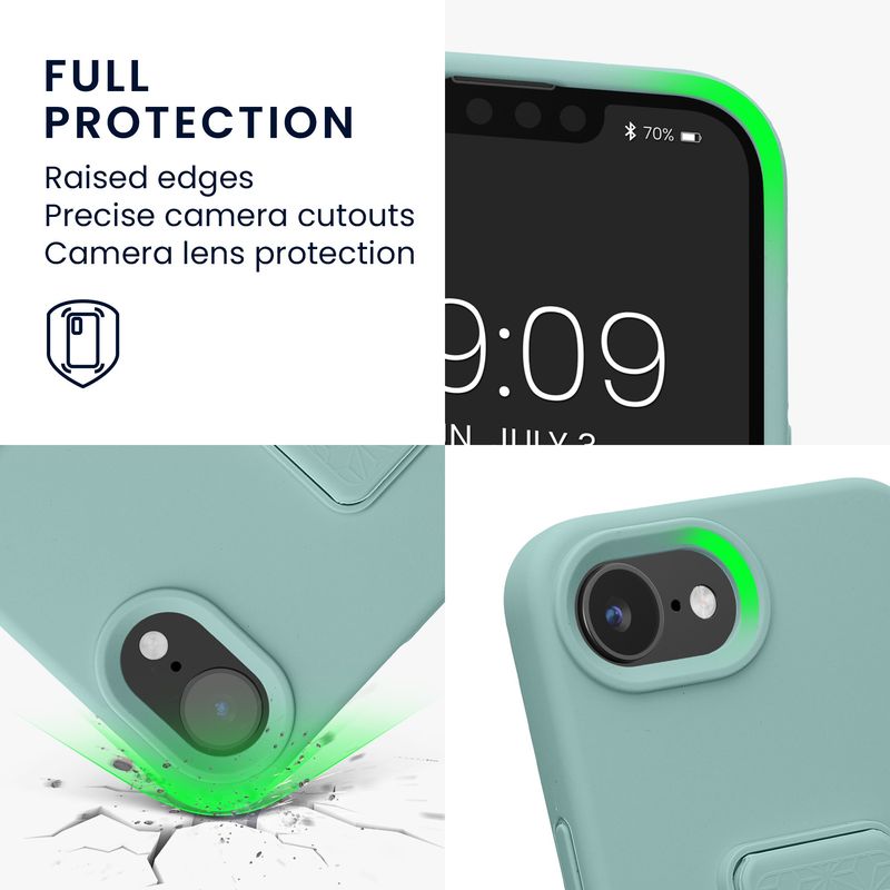 Laptop, Telefoane si Tablete - Telefoane mobile si accesorii - Accesorii Telefoane - Huse telefoane - Husa Kwmobile pentru iPhone 17e/16e, functie stand, silicon, verde - Infinity.ro
