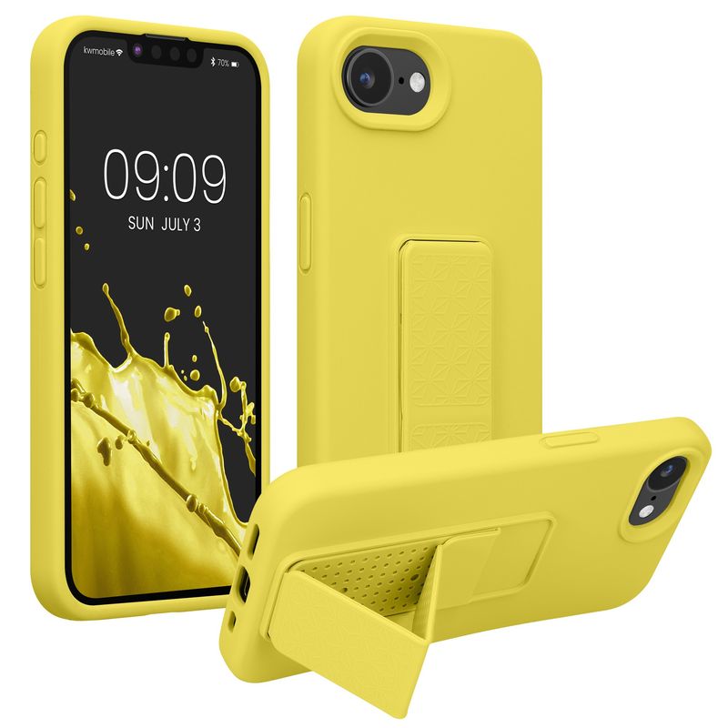 Laptop, Telefoane si Tablete - Telefoane mobile si accesorii - Accesorii Telefoane - Huse telefoane - Husa Kwmobile pentru iPhone 17e/16e, functie stand, silicon, galben - Infinity.ro