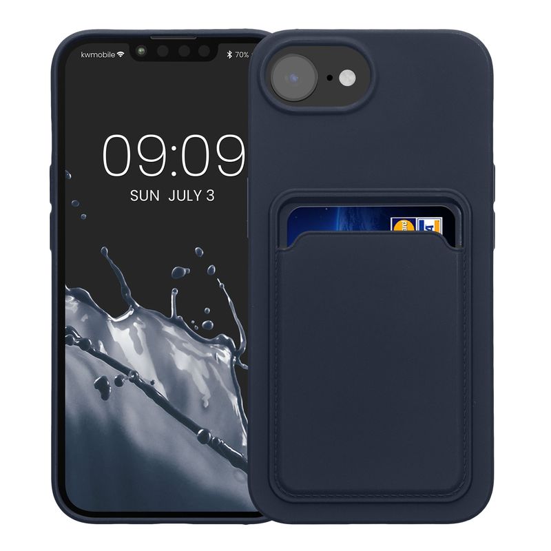 Laptop, Telefoane si Tablete - Telefoane mobile si accesorii - Accesorii Telefoane - Huse telefoane - Husa Kwmobile pentru iPhone 17e/16e, incarcare wireless, buzunar card, silicon, albastru - Infinity.ro