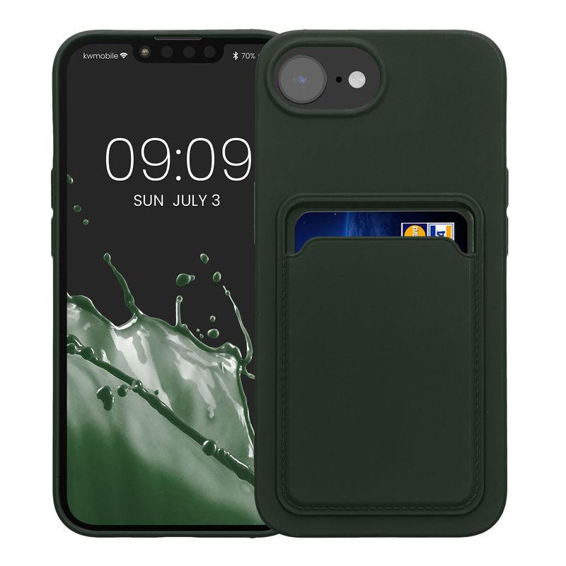 Laptop, Telefoane si Tablete - Telefoane mobile si accesorii - Accesorii Telefoane - Huse telefoane - Husa Kwmobile pentru iPhone 17e/16e, incarcare wireless, buzunar card, silicon, verde - Infinity.ro