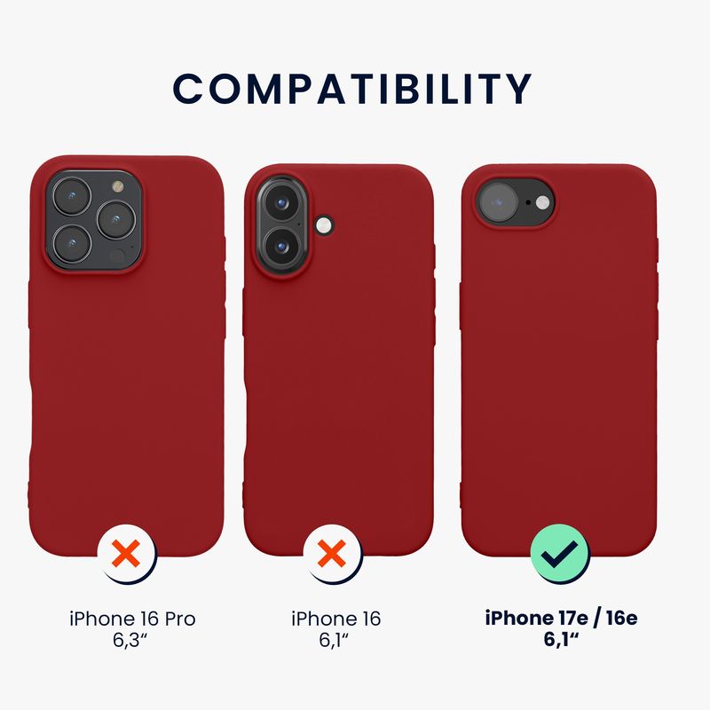 Laptop, Telefoane si Tablete - Telefoane mobile si accesorii - Accesorii Telefoane - Huse telefoane - Husa Kwmobile pentru iPhone 17e/16e, incarcare wireless, TPU, rosu rubarba - Infinity.ro