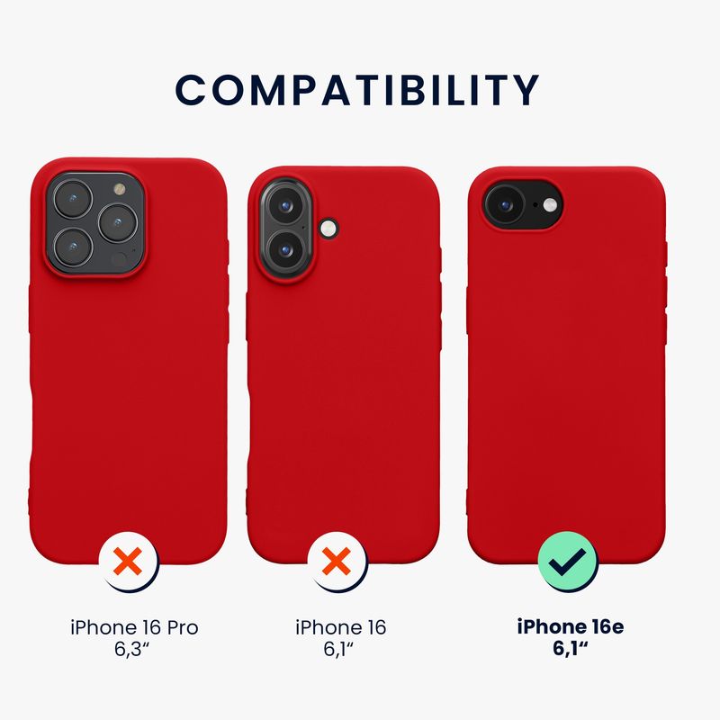 Laptop, Telefoane si Tablete - Telefoane mobile si accesorii - Accesorii Telefoane - Huse telefoane - Husa Kwmobile pentru iPhone 17e/16e, protectie la socuri, silicon, rosu clasic - Infinity.ro